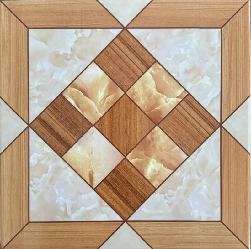 Carrelage décor géométrique bois et marbre 30x30 – 30037