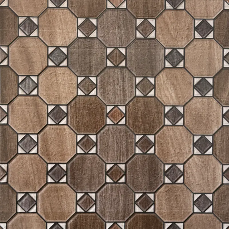 Carrelage décor géométrique bois octogone 30x30 – 4403