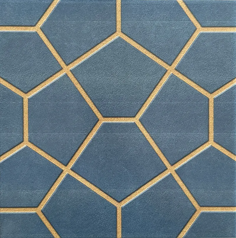 Carrelage décor hexagones bleu et or 30x30 – 50014