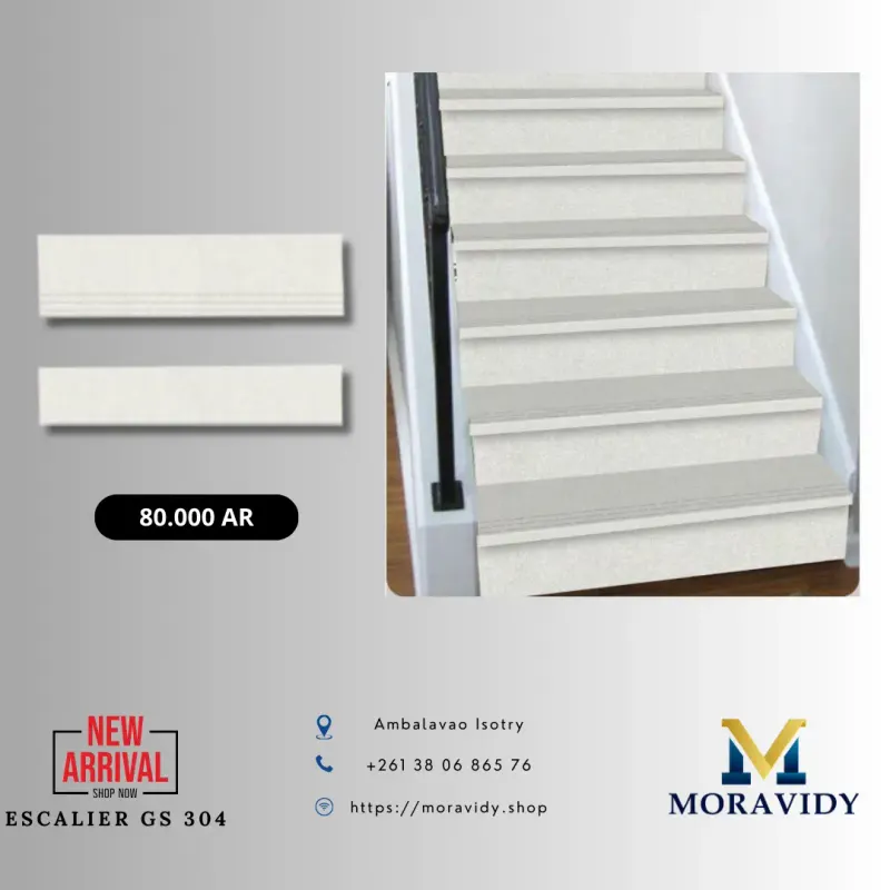 Marche d'escalier grès cérame beige antidérapant – 304
