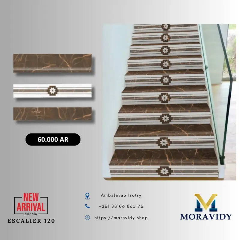 Marche d'escalier marbre brun à étoile – 120