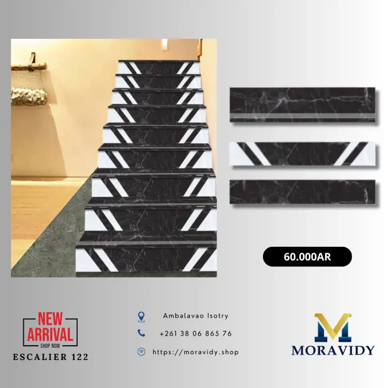 Marche d'escalier marbre noir rayé – 122
