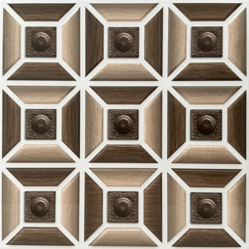 Carrelage décor capitonné bois médaillon 30x30 – 20013