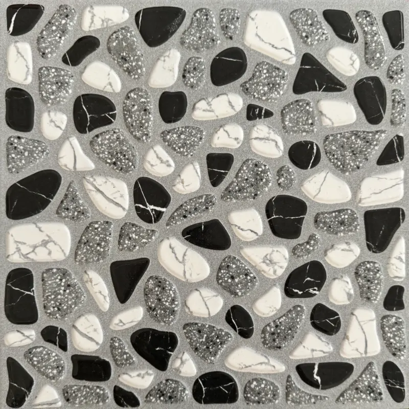 Carrelage mosaïque galets noir et blanc 30x30 – 11012
