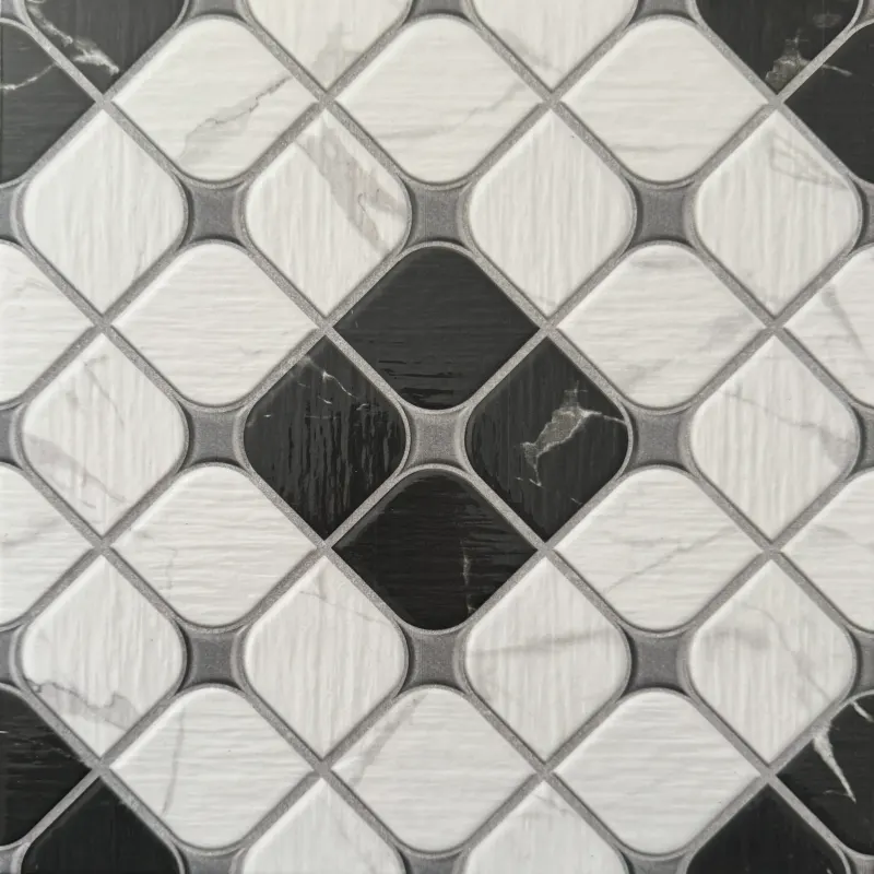 Carrelage décor géométrique marbre noir et blanc 30x30 – 2164