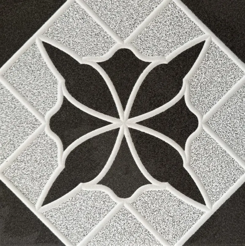 Carrelage décor floral noir et gris 30x30 – P-1003